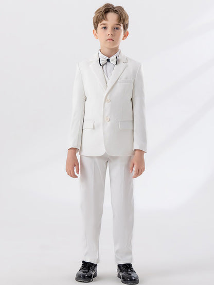 Boys' gentleman suit (shirt + jacket + vest + pants + bow tie)